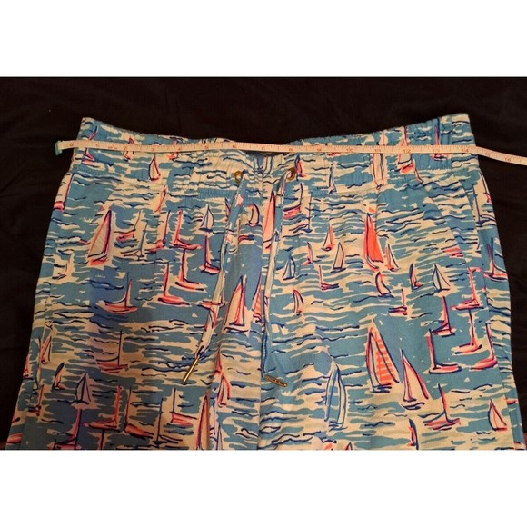 LILLY PULITZER Emora Knit Pant Small Sailboat Catamaran Blue Pink Print 008286 - Picture 8 of 14